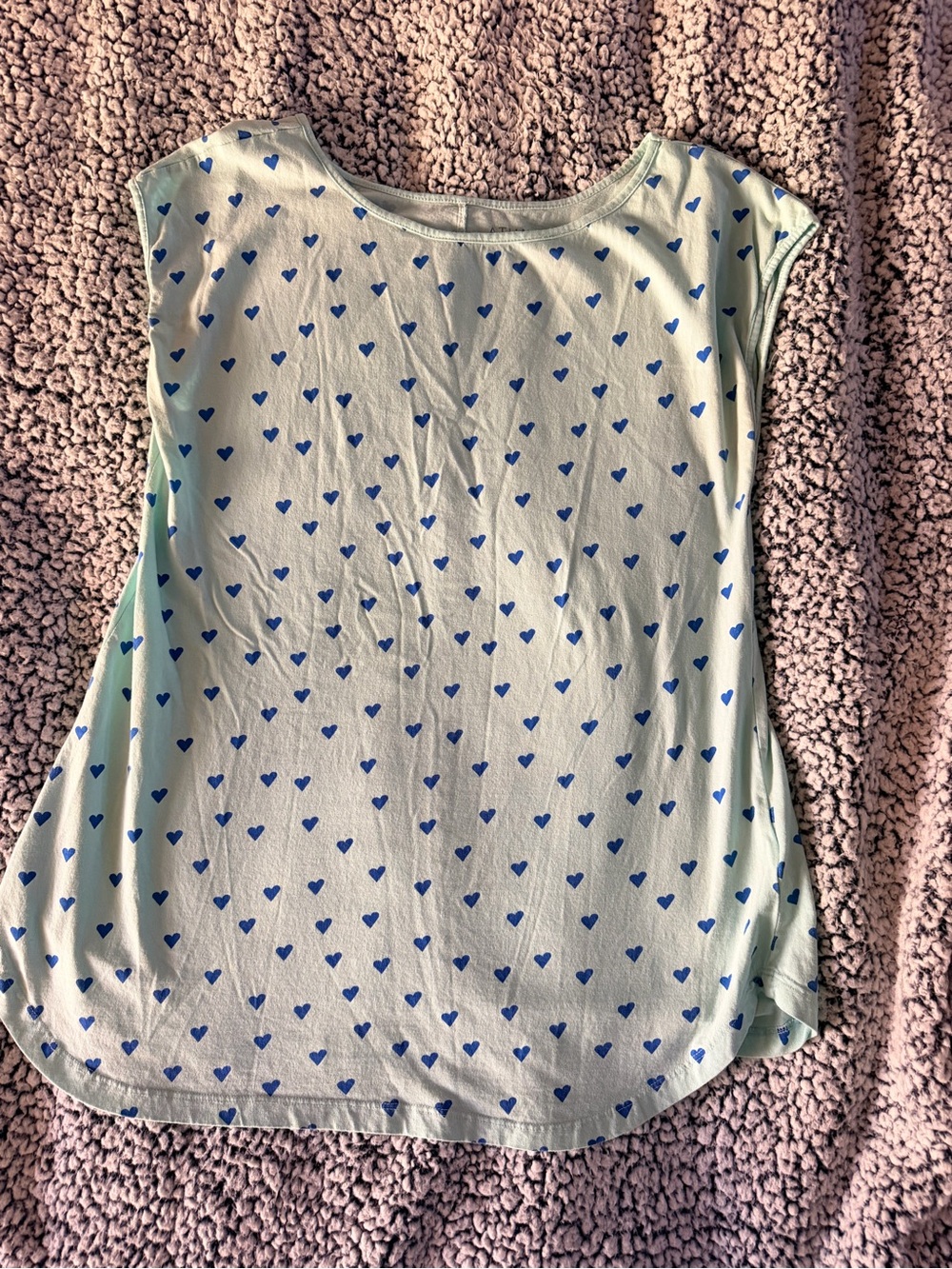 A.T.U.N. Women's L Mint Heart Print Cap Sleeve Tunic Top